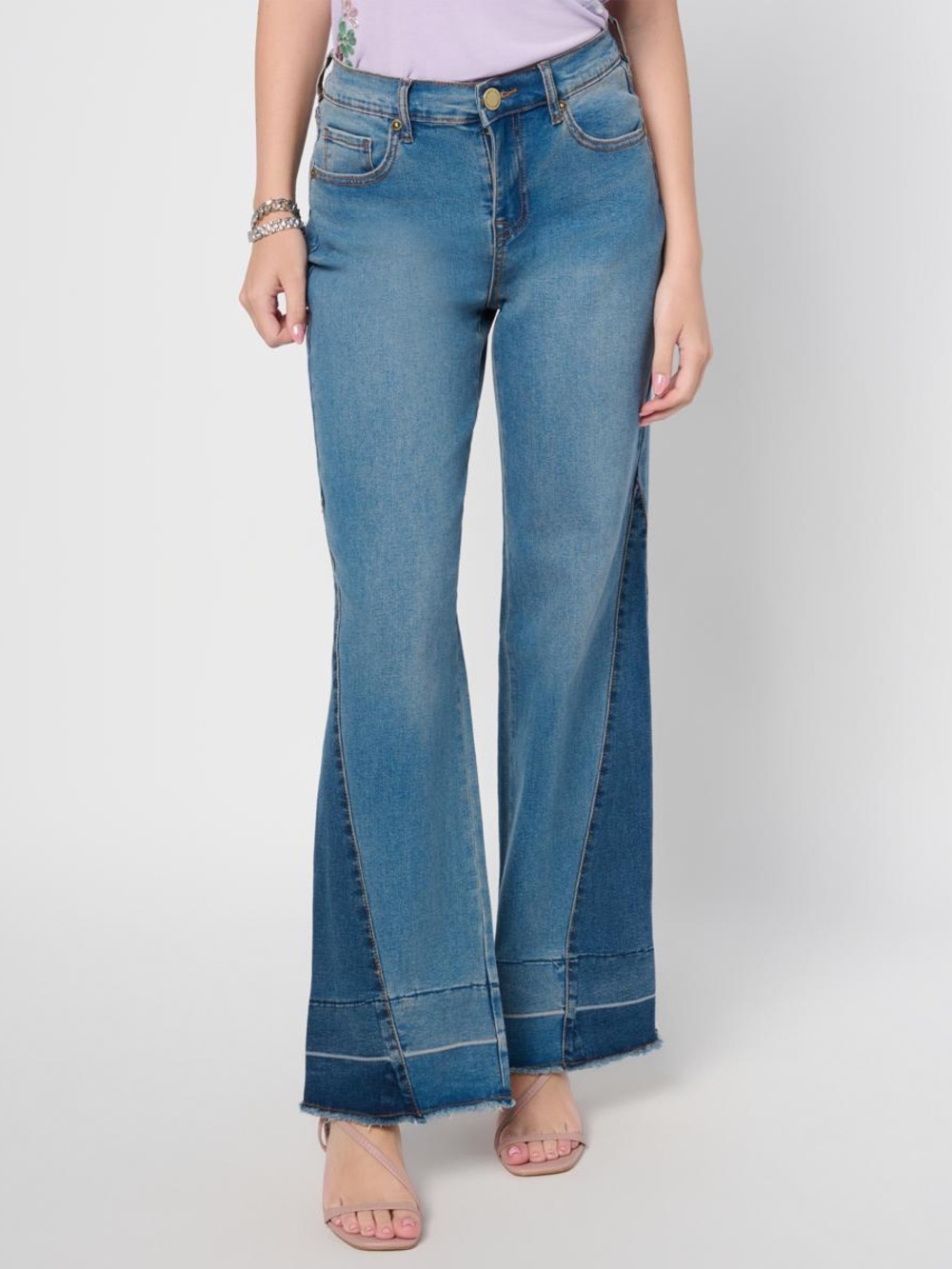 DG2 by Diane Gilman New Classic Stretch Contrast Panel Wide Leg Jean